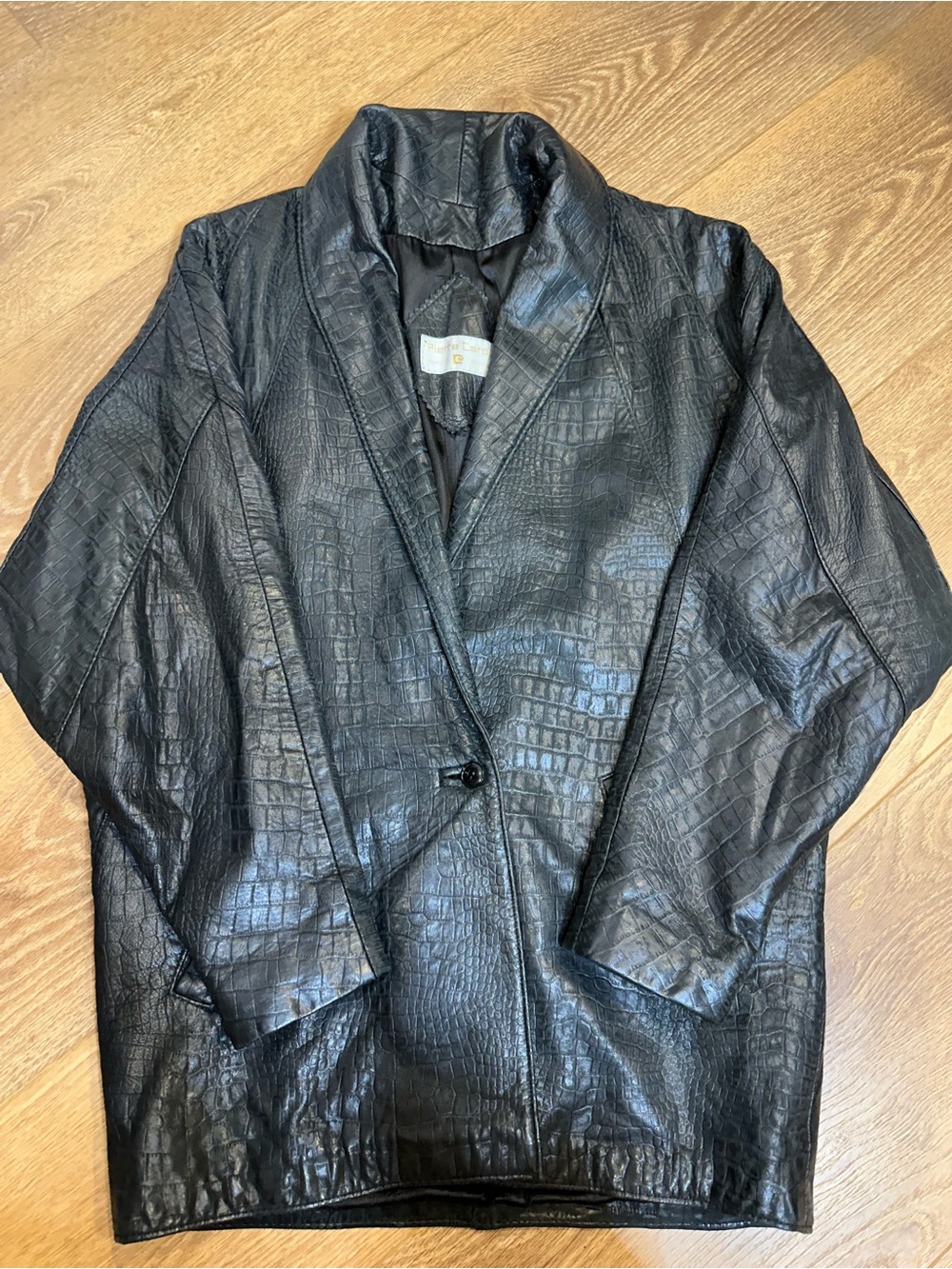 80s Pierre Cardin Crocodile Embossed Leather Jacket | batwing dolman Vtg sz 6 XS